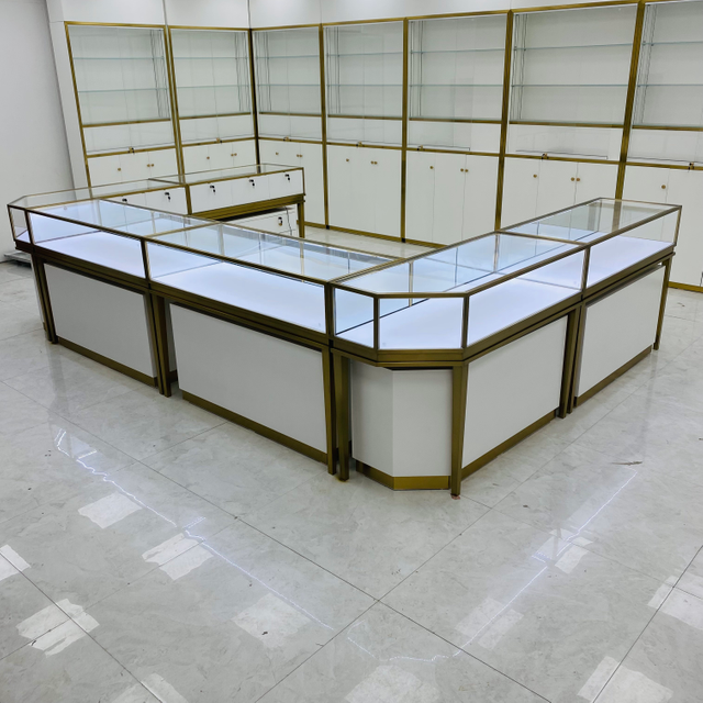 Gabinete de exibição de jóias de conjunto de combinação de ouro de titânio
