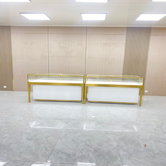 Gabinete de exibição de jóias de ouro de champanhe