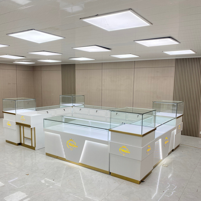 Conjunto de gabinete de jóias de laca branca