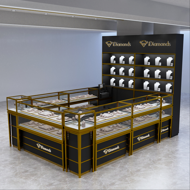 Quiosque de joias de dois andares pretas