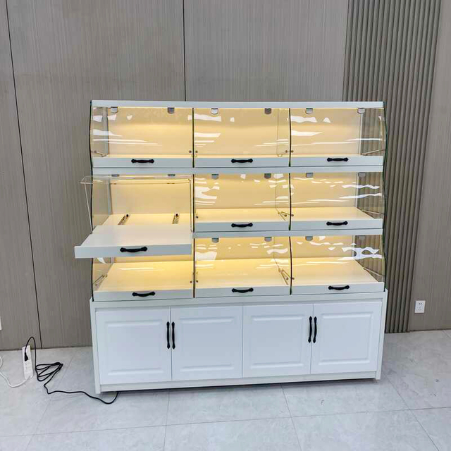 Armário de exibição de pão lacado branco